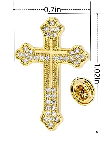 Image of Women's Cross Brooch Lapel Pin Faith Fashion Jewelry | Classic cross tie tack lapel pins. Decorative jewelry accessories for women's dresses, scarves, suits and church events