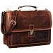Produktbild STILORD 'Thaddäus' Vintage Aktentasche Lehrertasche Umhängetasche Leder Große Businesstasche mit 14 Zoll Laptop-Fach Dreifachtrenner Schloss und Schlüssel, Farbe:kara - cognac
