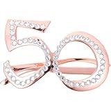 HOMSFOU Gafas Decorativas Número 50 para Cumpleaños Montura de Plástico Resistentes para Adultos en Fiestas y Photocall