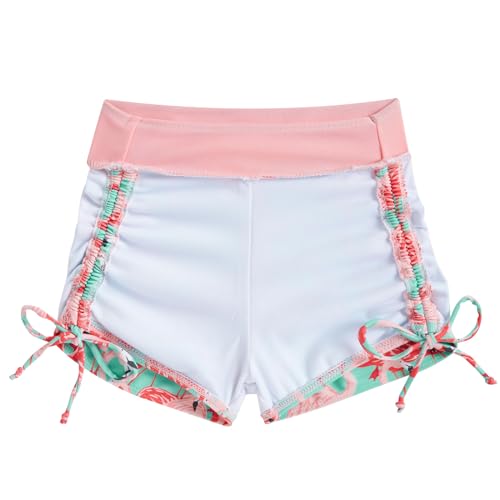 Image of Funnycokid Girls Swimsuit 3 Pieces Zip Rash Guard Bathing Suits Set Kids Bikini Boyshort Summer Swimwear 3-14 Years