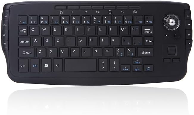 Mini Ergonomic Keyboard Trackball Air Mouse 1200dpi Function TV 2.4G Wireless Keyboard with trackball Mouse Keyboartd Combo for Lapotp PC TV Remote Controller HTPC (Black)