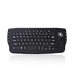 Mini Ergonomic Keyboard Trackball Air Mouse 1200dpi Function TV 2.4G Wireless Keyboard with trackball for Lapotp PC TV (Black)