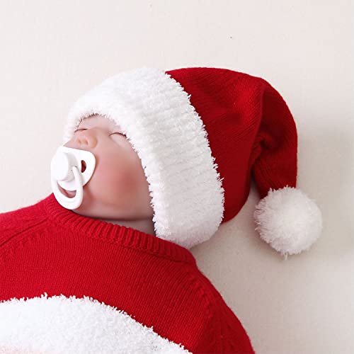 Doovid Baby Santa Hat Knit Christmas Hat Newborn Infant Boys Girls Winter Xmas Fluffy Beanie Christmas Hat 6-12 Months #TOP5