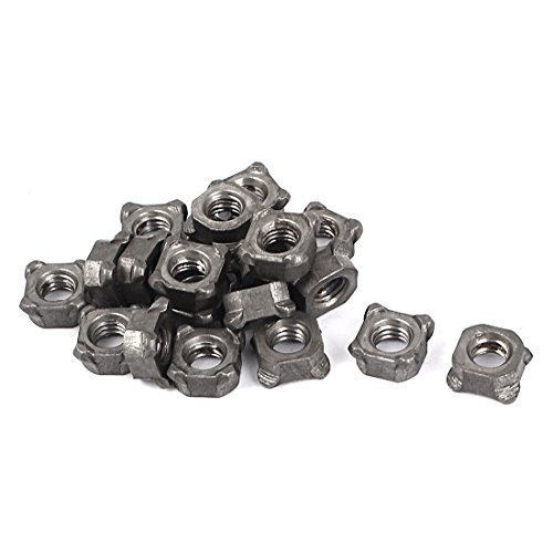 sourcing map Packung mit 20 Schweißmuttern M6 Quadrat UNC grob Kohlenstoffstahl Akkuschrauber Grau