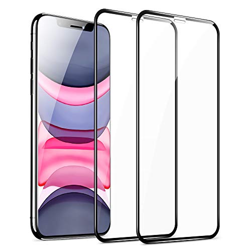 ESR Tempered-Glass Full-Coverage Screen Protector for iPhone 11/ XR [2-Pack], Full Screen Coverage, 3D Curved Edges, Easy Installation, Case-Friendly Glass Screen Protector for iPhone 6.1-Inch