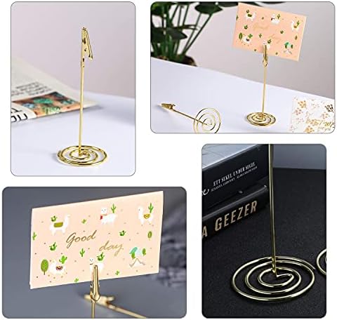 12Pcs Table Number Holders, Place Card Holder, Memo Holder Clips Vertical Note Holder Clasp Holder Photo Number Stand Note Clip for Wedding Party Gatherings Office Desk Photo Clips (Gold)
