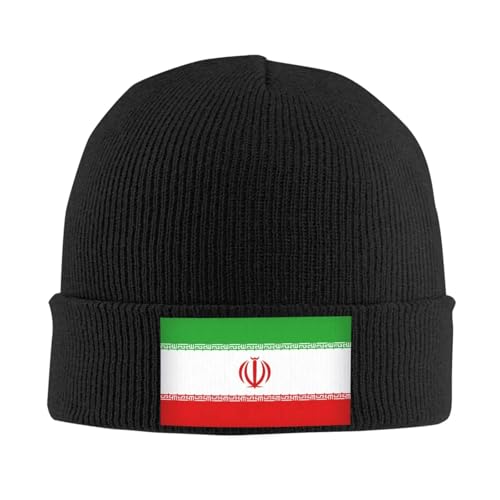RYMHSKYBC Patrón de Gorra de Punto de la Bandera de Irán, Gorro de topete de Moda Otoño, Invierno y Exteriores, Gorros para Hombres, Mujeres Adultas