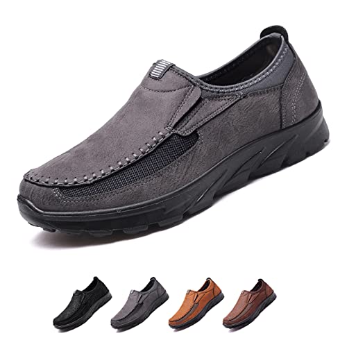 Mens Slip on Orthopedic Leather Loafer Casual Business Lightweight Walking Soft Driving Shoes Moccasin Daily Flats Sneakers
