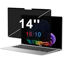 OMOTON Magnetic Laptop Privacy Screen 14 Inch 1610, Anti-Spy Filter, Matte Anti Glare Blue Light Protector, Easy Install & Remove