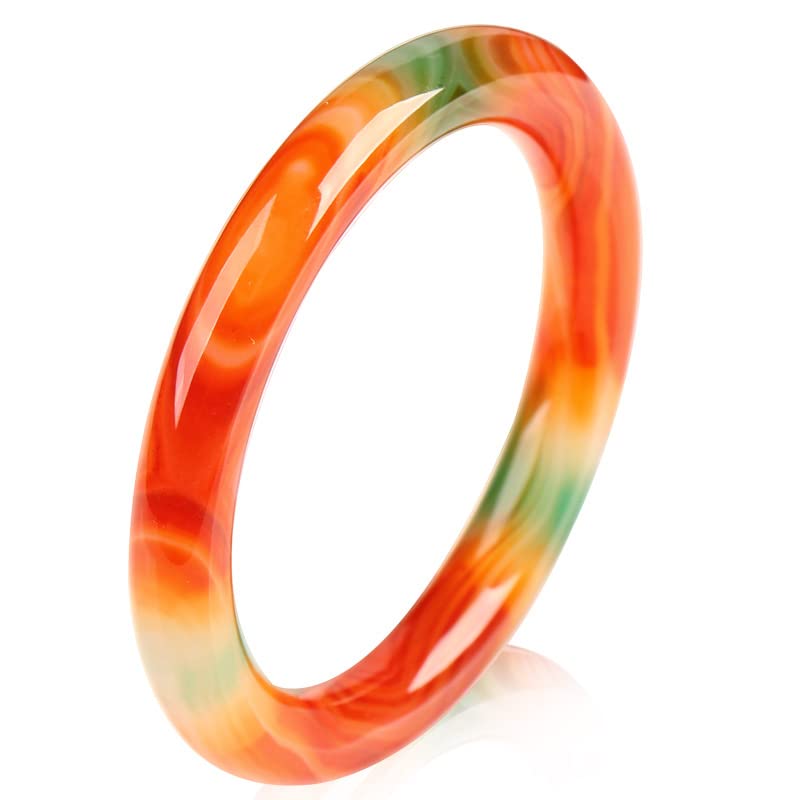 Bracelet jonc en agate naturelle et jade rouge authentique pour femme de 60 mm