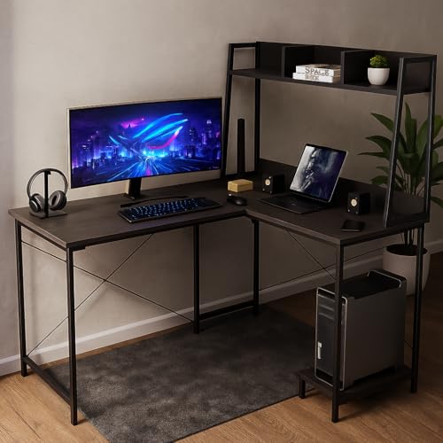 Image of Callas Computer Desk Home /Office Desk | Writing Study Desk | Laptop Table | Modern Simple Desk | Small Desks for Small Spaces | Sturdy Desk for Home, Office, Bedroom, Living Room (Black, ST-23)