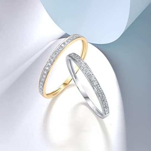 Santuzza 10K Yellow Solid Gold Genuine Diamond Stacking Band Dainty Ring For Women (9) #TOP2