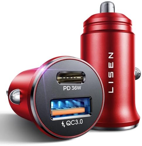 LISEN 2-Pack USB C Car Charger Adapter Fast Charge, 48W All Metal...