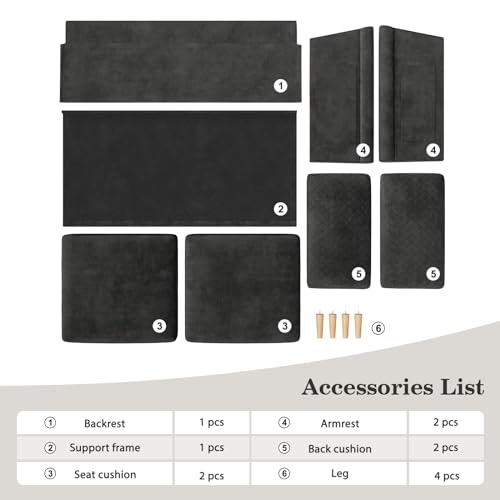 Vesgantti Sofa 2 Sitzer, 164cm Modernes 2er Sofa mit beidseitigen Taschen, Stoff couch mit 2 Kissen und Sitzkissen, Doppelsofa für Wohnzimmer, Schlafzimmer, Büro, Montage ohne Werkzeug 164L*76D*85H cm