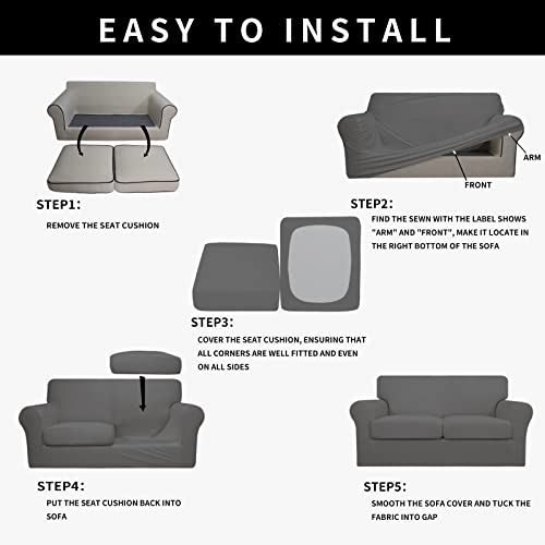 Image of Easy-Going Waterproof 3-Piece Loveseat Cover Couch Covers for Sofa