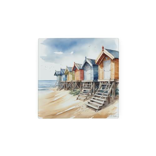 Dessous de plat avec pieds antidérapants Motif cabines de plage 20 x 20 cm