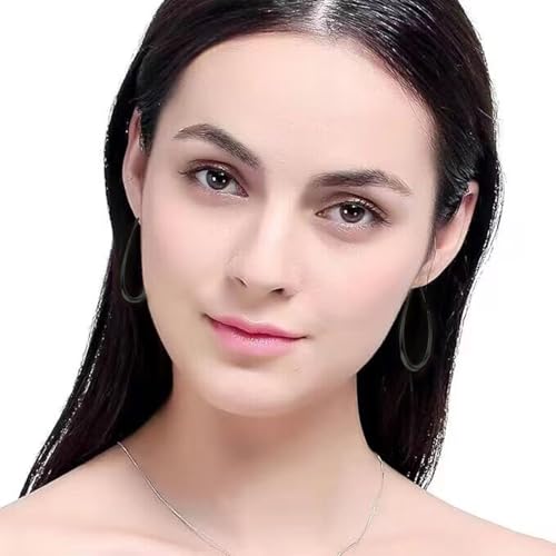 Image of Lightweight Teardrop Hoop Earrings for Women - 14k Gold /White Gold Plated Large Oval Pull Through Hoop Earrings High Polished Statement Jewelry Gift for Women