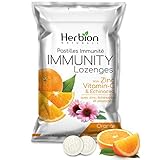 Pastillas Inmunitarias Herbion Naturals con Zinc, Vitamina C y Equinácea, Fuente de Antioxidantes para Adultos y Niños Mayores de 6 Años, 25 CT, Sabor a Naranja.