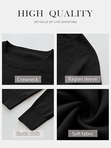 ANRABESS Sweaters for Women 2025 Long Sleeve Crewneck Loose Fit Lightweight Knit Basic Fall Sweater Outfits Black L