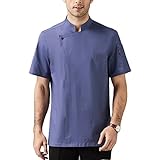 Fácil de usar: el delantal de tela uniforme no solo está de moda sino también práctico, los bolsillos y los botones delanteros son convenientes para usted almacenar cosas y usar