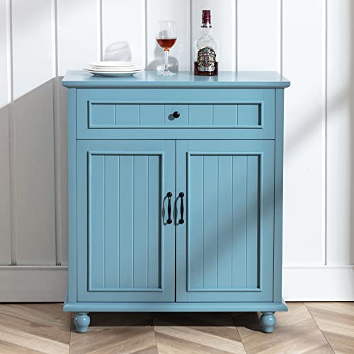 Scurrty Buffet Cabinet Bar Cabinet With Storage, 38 Inch Coffee Bar Cabinet Kitchen Buffet Storage Cabinet With 4 Drawers, Sideboard Buffet Cabinet For Kitchen, Dinning Room And Living Room, Blue #TOP28