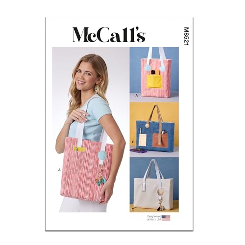 McCall's M8521OS Easy-to-Make Lightly Padded Lined Tote Bags Sewing Pattern Packet, Design Code M8521, Sizes One Size