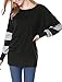 Allegra K Women's Color Block Batwing Sleeves Oversize Tunic Top M Black