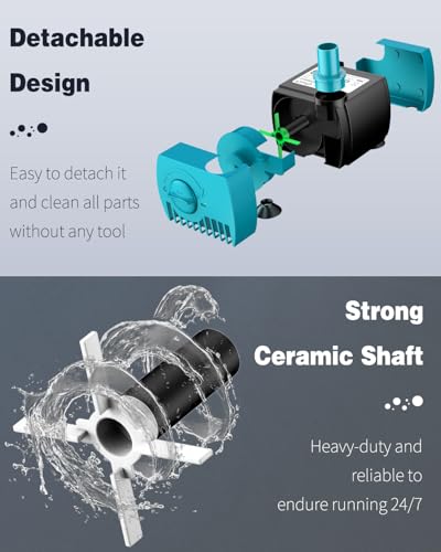 Image of Pawfly 90 GPH Submersible Water Pump 4 W Mini Water Fountain Pump with 2.4 ft. Lift Height Quiet Adjustable Water Pump for Aquarium Fish Tank Fountain Garden Waterfall Statuary