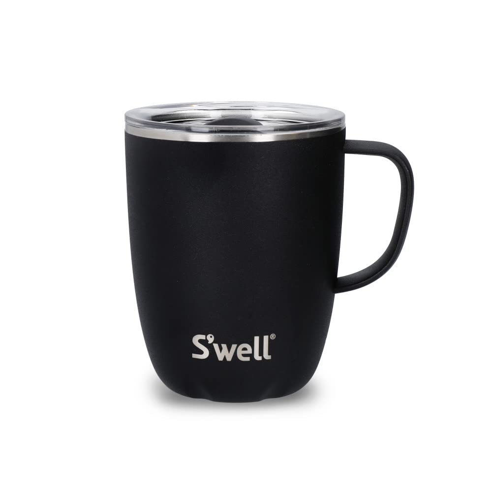 S'well Onyx Travel Mug with Handle - 350ml - Black Stainless Steel