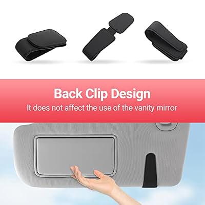 KanSmart Sunglass Holder for Car Sun Visor, Magnetic Sunglasses Clip, Leather Glasses Eyeglass Holder and Ticket Card Clip, Auto Interior Accessories Universal for Car SUV Truck Pickup -Black