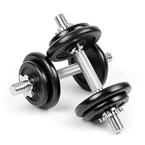 WilTec LUXTRI Kit d’haltères Courts 20kg Coffret 8 plaques Fonte 2 Barres haltères moletées Loquet étoile