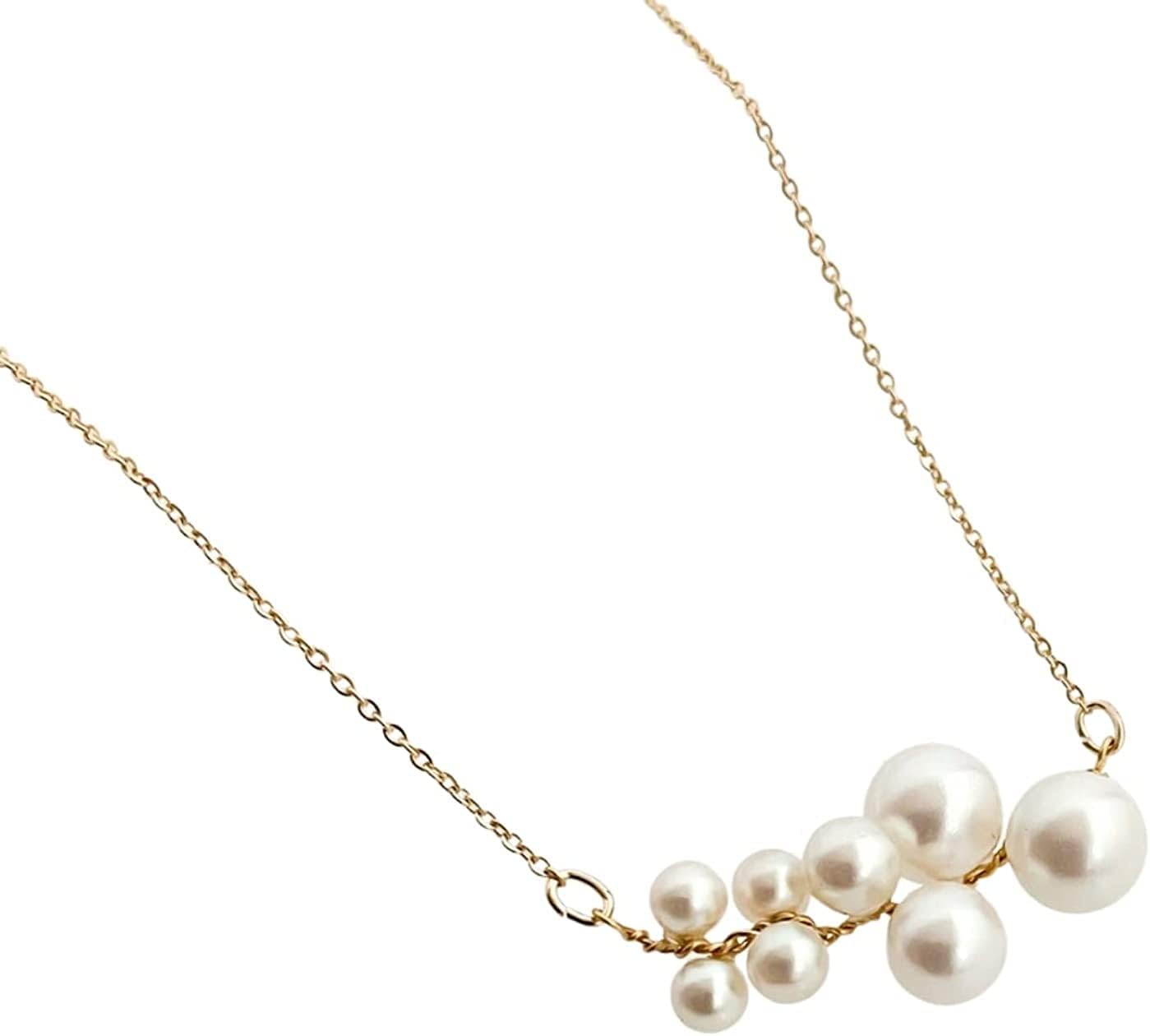 Women Jewelry Necklace Wire Pearl Necklace gold