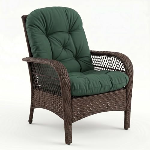 PFSLKXM Swivel Rocker Chair Cushions with Ties, Water Resistant Wicker Rocking Seat Pads, Glider Replacement Cushion for Patio Indoor Outdoor Porch Garden(Dark Green,Waterproof,48x24in)