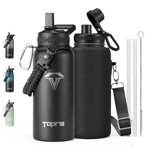 Topre 32 oz Insulated Water Bottle Stainless Steel with Paracord Handle