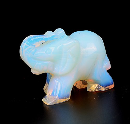 Opal Elephant Quartz Crystal Figurine Statue,Natural Healing Crystal Carved Gemstone Stone,Pocket Sculpture Fluorite Stone #TOP4