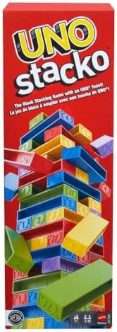 Mattel Games UNO Stacko Game for Kids & Family with 45 Colored Stacking Blocks & Loading Tray, Build & Play, Game Nights & Parties