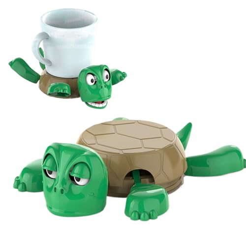 Posavasos con diseño de tortuga en 3D con ojos abiertos, ideal como regalo para los amantes de las tortugas, cuando pones una taza en la espalda de la tortuga, hace una expresión divertida (sin taza)