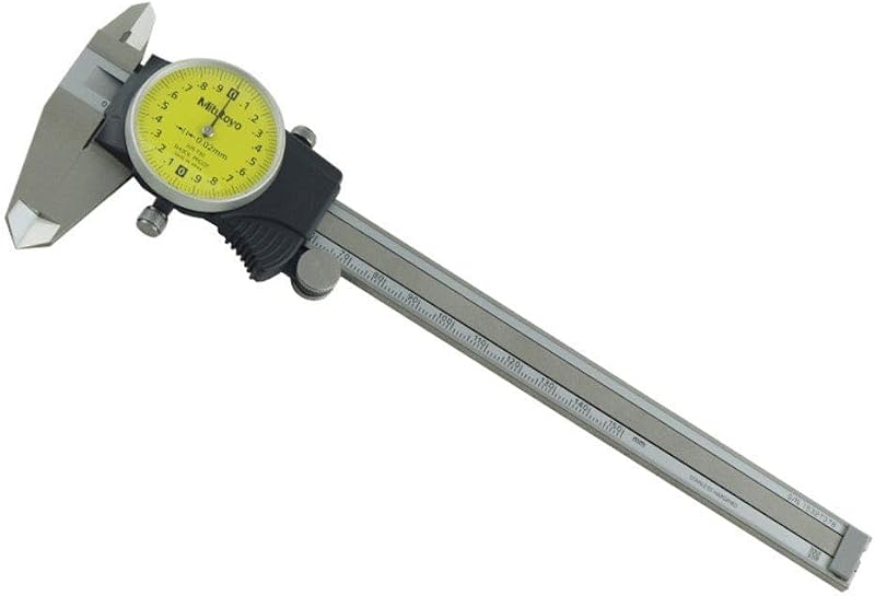 Mitutoyo 505-730 D15TX Dial Caliper, 2 mm/Rev, 0 mm-150 mm, 0.02 mm | Ultra-smooth sliding, shock protection, measures outside/inside dimensions and depths & steps, 2 mm pitch per revolution
