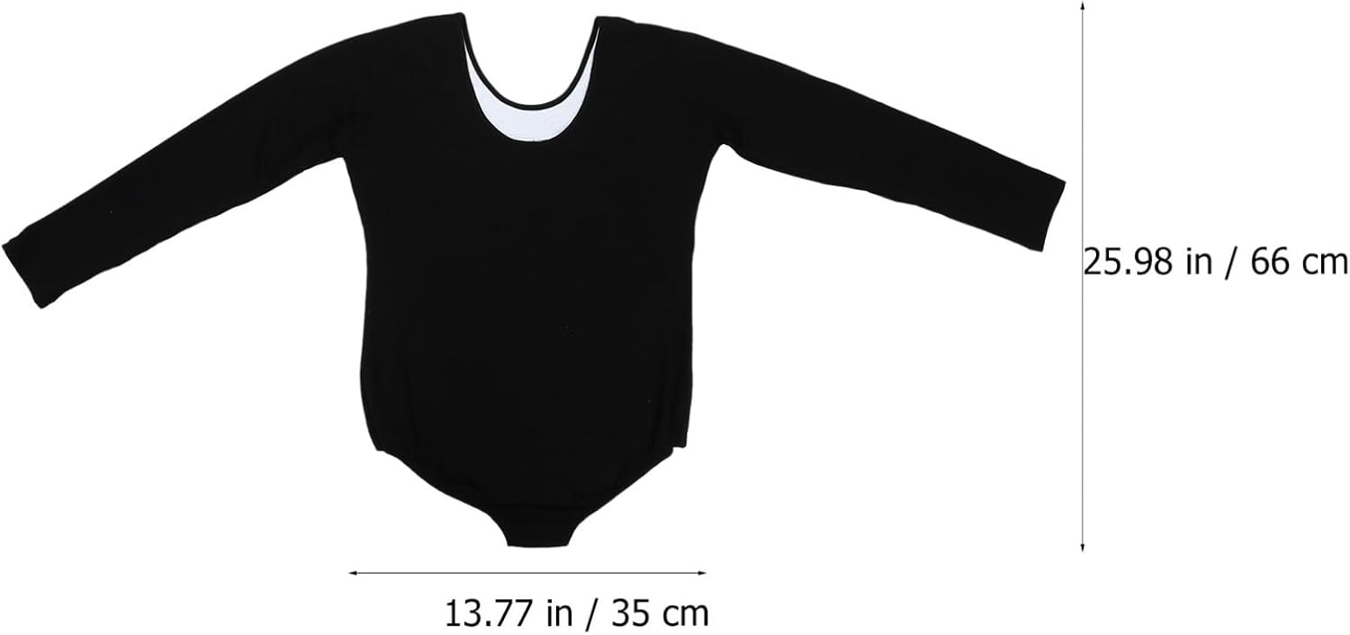 Women Ballet Leotard Cotton Stretchy Skin-friendly Long Sleeve Black round Collar Elegant Dancewear for Party Costume and Practice