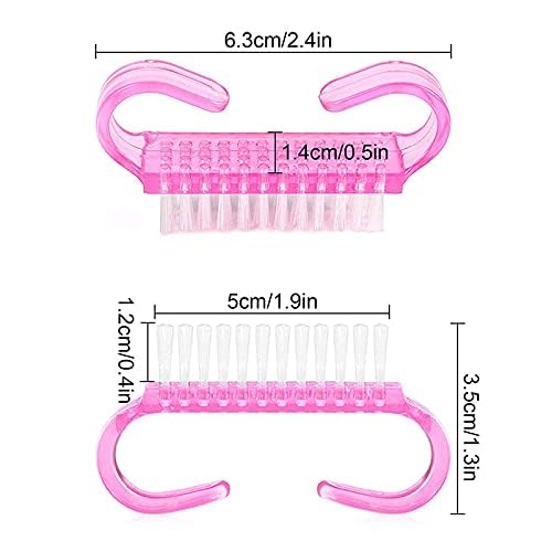 Sai Rainbow Nail Brush for Hand Fingernail Foot Nail Cleaner Handle Hand Feet Acrylic Nail Scrub Cleaning Brush, Kids Pedicure Brushes Manicure Tool for DIY Nail Art (Pack of 6) - Image 2