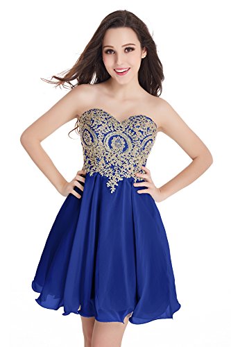Babyonlinedress Women Sleeveless Bodycon Lace Applique Chiffon Cocktail Party Prom Dress(Blue,2) #TOP8