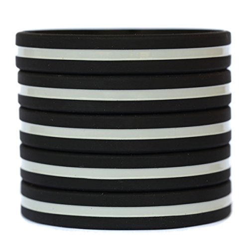 20 Thin Silvertone Gray Line Silicone Wristbands Correctional Officers Support -  SayitBands, 20ThinGrayLine