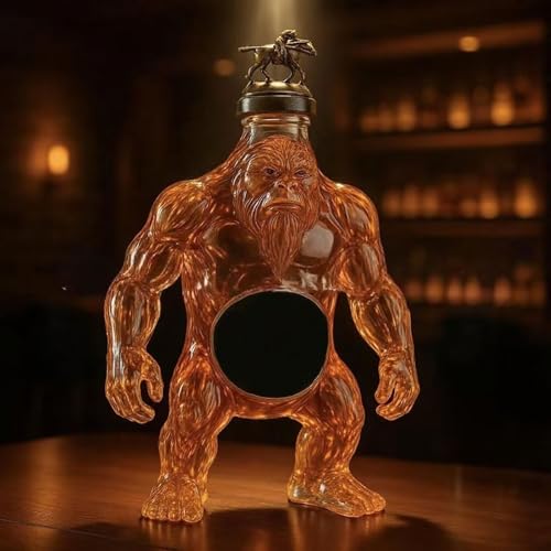 300ML Whiskey Decanter - Sculptures Statues Wine Bottle, Gorilla Shape Glass Wine Bottle, 3D Monkey Engraved Funny Animal Liquor Dispenser, Unique Home Bar Office Table Decor Gift(1)