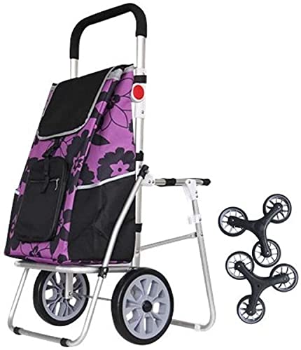 Chariot De Courses Pliant 6 Roues Épicerie Monter Les Escaliers Siège Étanche Conception Voiture Aviation Alliage D'Aluminium Léger Métro Bus Pêche Croquis,C (B) Cover