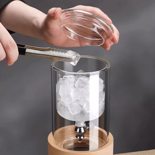 Cold Brew Drip Tower with Adjustable Water Flow,Cold Brew Drip Tower Coffee Maker, 600ml Reusable Glass Pot with Adjustable Dripper, Perfect for Home & Office, Brew 2-3 Cups of Smooth, Rich