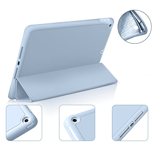 Kenke Ipad 9.7 2018/2017 Case With Pencil Holder, Auto Wake/Sleep Smart Cover With Trifold Stand, Soft Tpu Back Cover, Lightweight Shockproof Case For Ipad 9.7 Inch 6Th/5Th Generation, Light Blue #TOP3