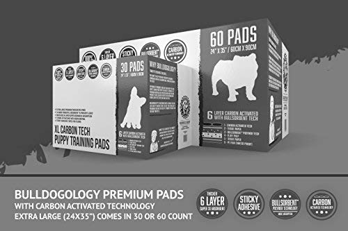 Bulldoglogy Carbon Black Puppy Pee Pads With Adhesive Sticky Tape - Extra Large Charcoal Housebreaking Dog Training Wee Pads (24X35) (60-Count, Black) #TOP4