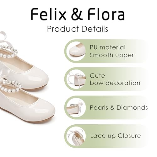 Image of Felix & Flora Girls Toddler Little Ballet Shoes - Flower Girls Mary Jane Flats Dress Shoes Party Wedding