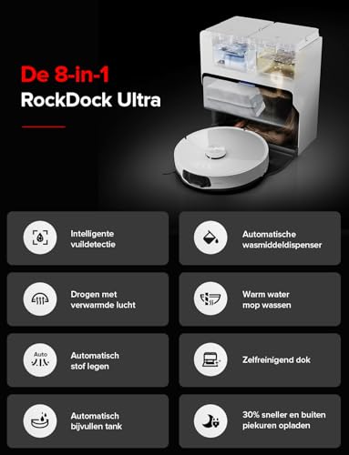 Roborock S8 MaxV Ultra Robotstofzuiger met dweilfunctie en hefdoek voor dweilen, uitgebreide reiniging door uittrekbare zijborstel, 10.000 Pa, dweilen met heet water op - Afbeelding 3