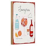 Plaque vintage en bois | Recette de sangria | Décoration de bar de cuisine | 12 cm x 18 cm
